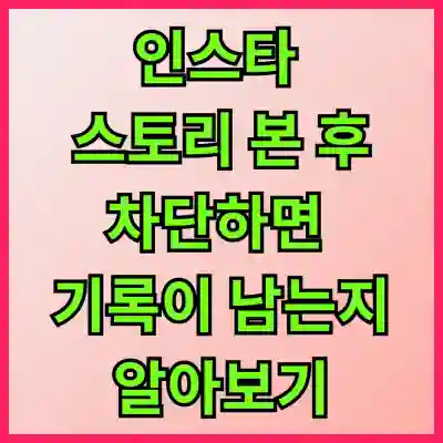 인스타 스토리 본 후 차단하면 기록이 남는지 알아보기