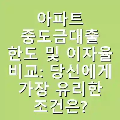 아파트 중도금대출 한도 및 이자율 비교: 당신에게 가장 유리한 조건은?