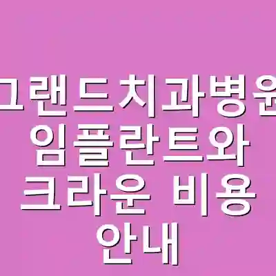 그랜드치과병원 임플란트와 크라운 비용 안내